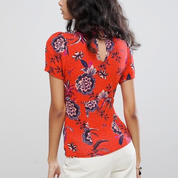 Free People Women's Red Hear Me Roar Print Top, S - Picture 2 of 8